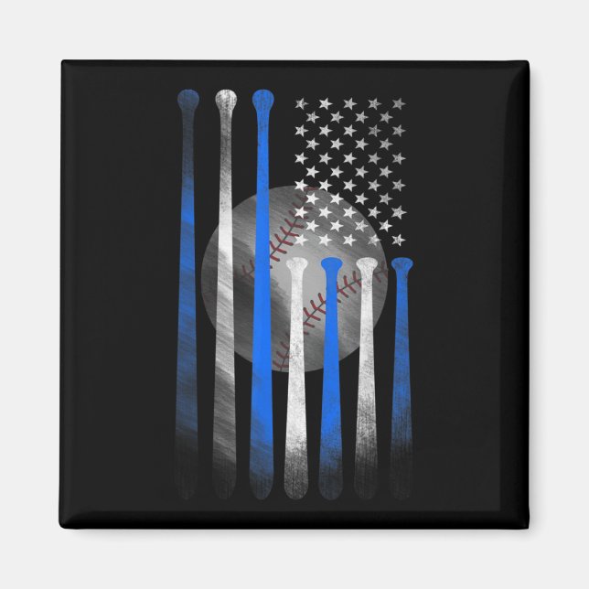 Íman American Flag Vintage Baseball Pai Mãe Kid (Frente)
