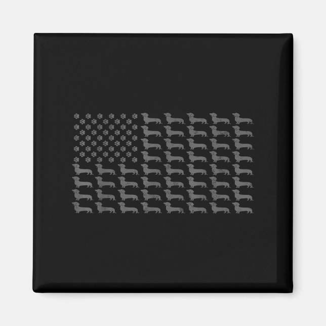 Íman American Flag Vintage Patriotic Dachshund Dad Wein (Frente)