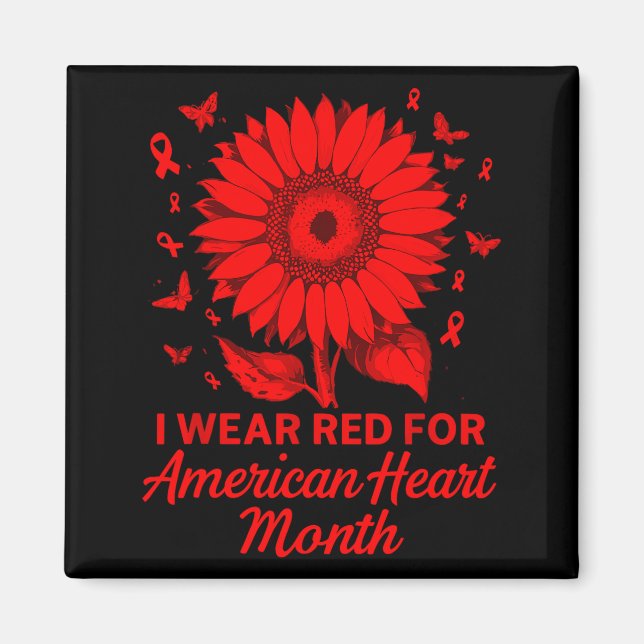 Íman American Heart Disease Awareness Month Ribbon Red  (Frente)
