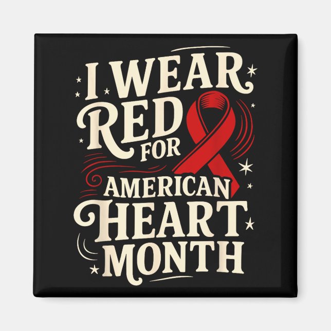 Íman American Heart Disease Awareness Month Ribbon Red  (Frente)