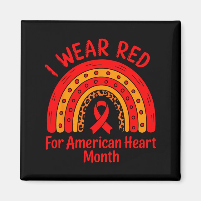 Íman American Heart Disease Awareness Month Ribbon Red  (Frente)