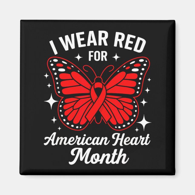Íman American Heart Disease Awareness Month Ribbon Red  (Frente)