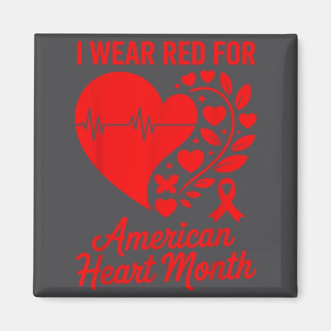Íman American Heart Disease Awareness Month Ribbon Red  (Frente)