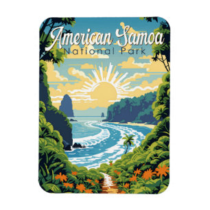 Íman American Samoa National Park Illustration Retro
