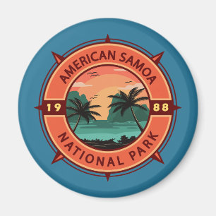 Íman American Samoa National Park Retro Compass Emblem