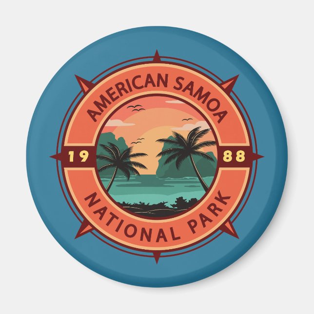 Íman American Samoa National Park Retro Compass Emblem (Frente)