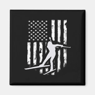 Íman American Usa Flag Nórdico Ski Legal Skier Gift Top