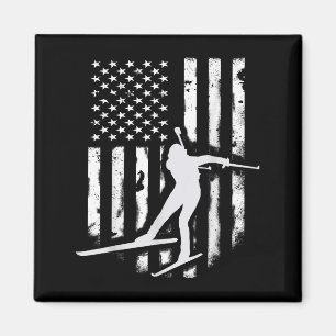 Íman American Usa Flag Nórdico Ski Legal Skier Gift Top