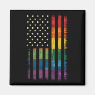 Íman American USA Flag Rainbow Prid Gay LGBTQ