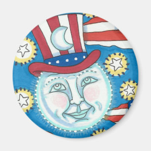ÍMAN AMERICANA PATRIÓTICO DE ARTE FOLK NA LUA
