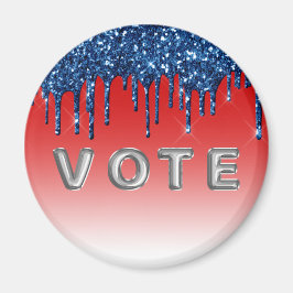 Íman Americana Red Blue Glitter Drip Vote