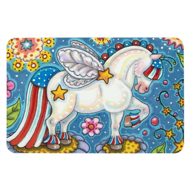 Íman AMERICANA WHIMSYNICKER PATRIOTIC PONY Fantasy (Horizontal)