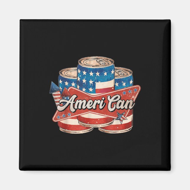Íman Americano Ameri Can 4 de Julho Retro Usa Cerveja P (Frente)
