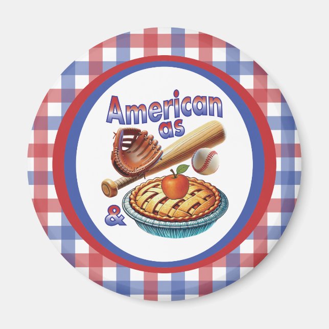 Íman Americano divertido como Beball e Apple Pie (Frente)