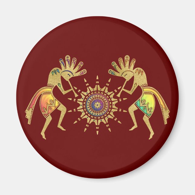 Íman Americanos nativos - Sun Dancing Kokopelli 3 (Frente)