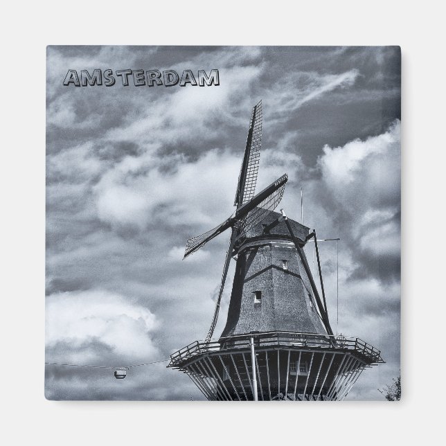 Íman Amesterdã - Moinho de vento, Holanda (Imã de gelad (Frente)