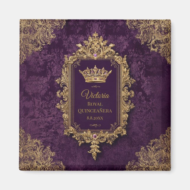 Íman Amethyst Royal Quinceañera, personalizado (Frente)