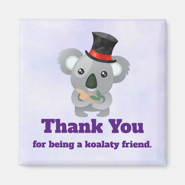 Íman Amigo de Koalaty Pun Cute Koala em Top Hat (Frente)