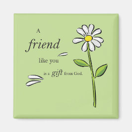 Íman Amigo presente de Deus, margarida em verde, religi