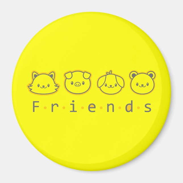 Íman Amigos animais fofos enfrentam  (Frente)