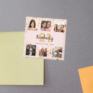 Íman Amigos de rosa dourado com fotografia personalizad