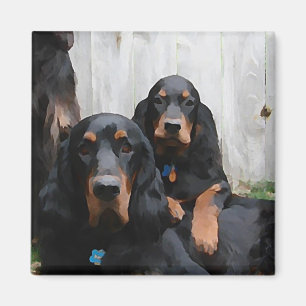 Íman Amigos do Gordon Setter Pintura em um ímã