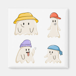 Íman Amigos Fantasmas Usando Chapéus Coloridos