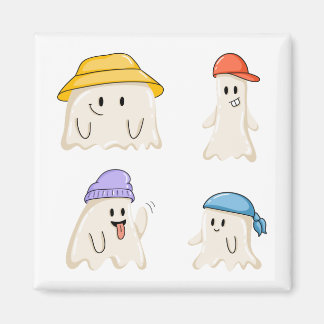 Íman Amigos Fantasmas Usando Chapéus Coloridos