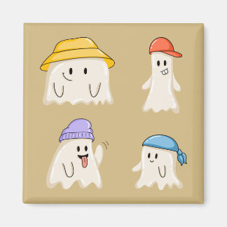 Íman Amigos Fantasmas Usando Chapéus Coloridos