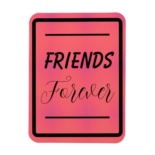 Íman 'Amigos para sempre' Frase Cor-de-rosa e Púrpura F (Vertical)