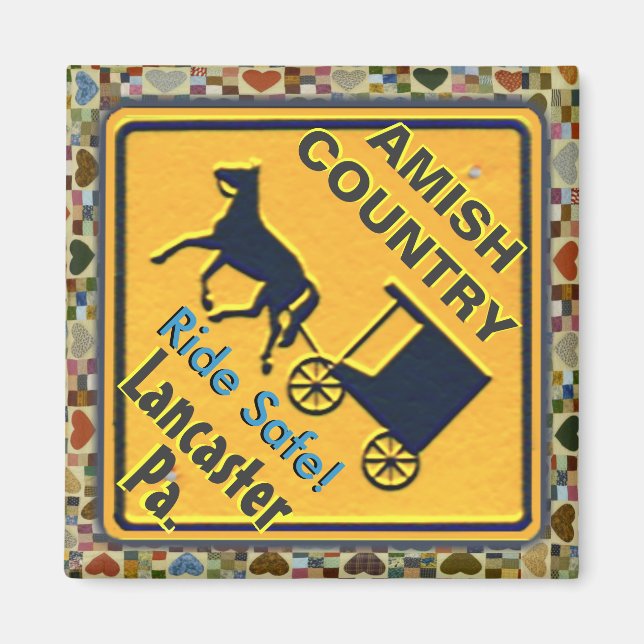 Íman Amish Horse & Buggy Ride Safe, Magnet! (Frente)