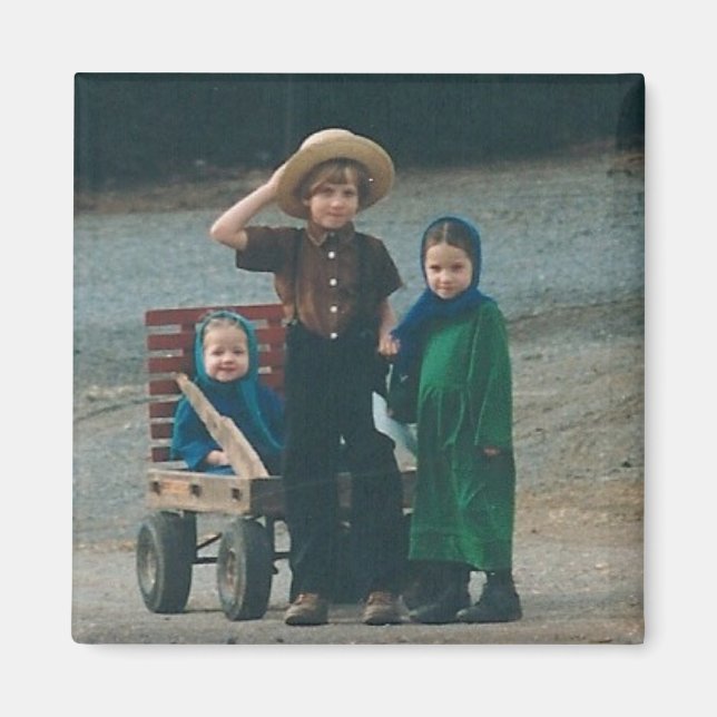 Íman Amish Kids Lancaster County PA Magnet (Frente)