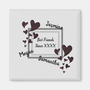 Íman Amizade Longa do Coração Vermelho Brilhante e Amiz