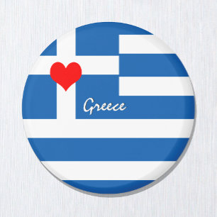 Íman Amo Grécia & Coração, bandeira grega, viagem / esp