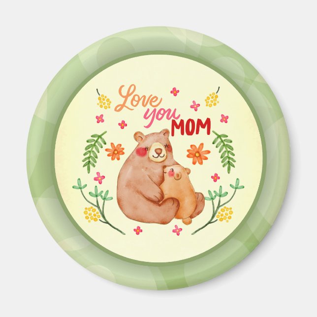 Íman Amo-Te Mãe - Mamãe Urso e Dia de as mães (Frente)