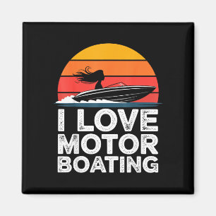 Íman Amor ao barco motorizado vintage pôr do sol lancha