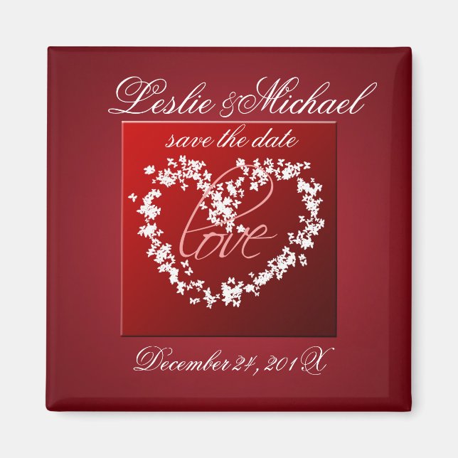 Íman Amor, borboletas coração, salvar a data (Frente)