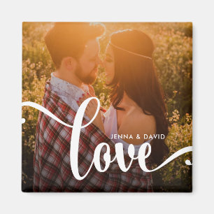 Íman Amor branco à moda da folha de prova com foto