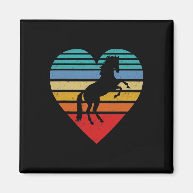 Íman Amor com Animais do Coração de Cavalo Retro (Frente)