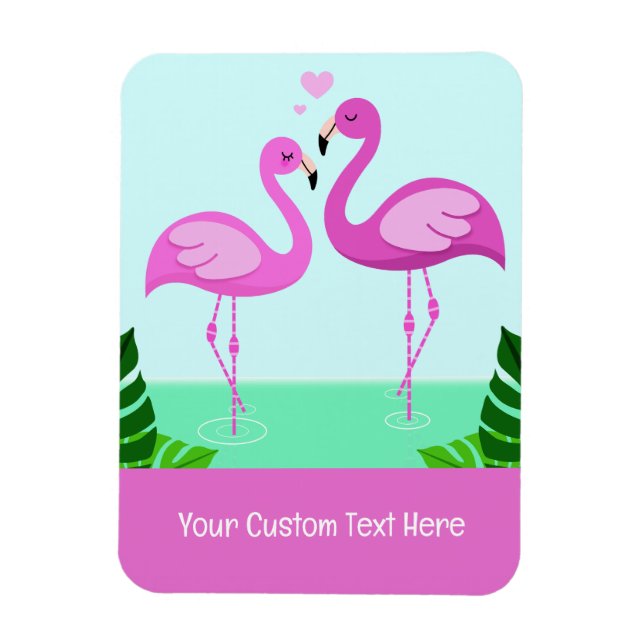 Íman Amor com Flamingo de Texto Personalizado (Vertical)