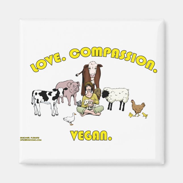Íman Amor. Compaixão. Vegan. (Frente)