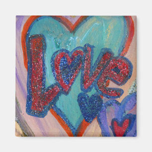 Íman Amor Corações Familiares Magneta de Pintura