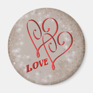 Íman Amor Corações Vermelhos Interligados