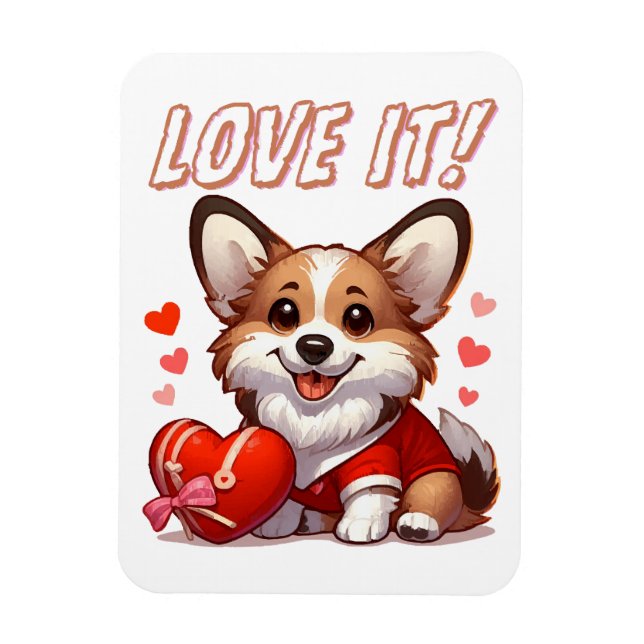Íman Amor de Corgi Fofo (Vertical)