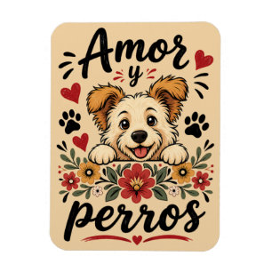 Íman Amor e Cães Design Divertido para Amantes de Cães
