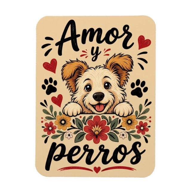 Íman Amor e Cães Design Divertido para Amantes de Cães (Vertical)