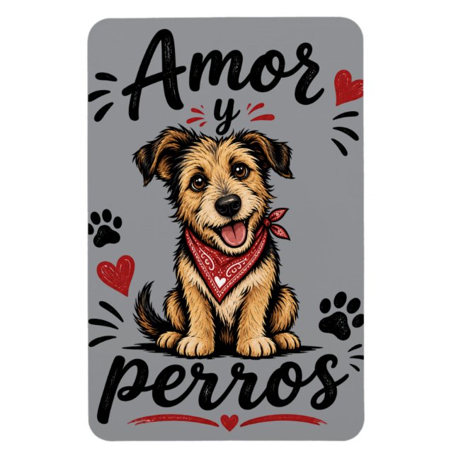 Íman Amor e Cães Design Divertido para Amantes de Cães (Vertical)