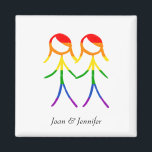 Íman Amor Em Cor De Cheio<br><div class="desc">Este ímã apresenta um design doce e sincero perfeito para celebrar um casamento. O gráfico mostra duas mulheres, na forma de figuras elegantes de palitos, de mãos dadas. Os números são coloridos num belo arco-íris, simbolizando amor e diversidade. Esta peça é uma maneira maravilhosa de trazer um toque coeso e...</div>