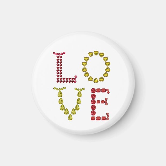 Íman Amor feito com Gemstones (Frente)