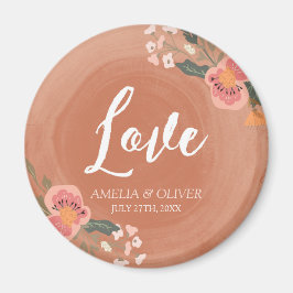 Íman Amor Madeira Marrom e Casamento Russo Floral